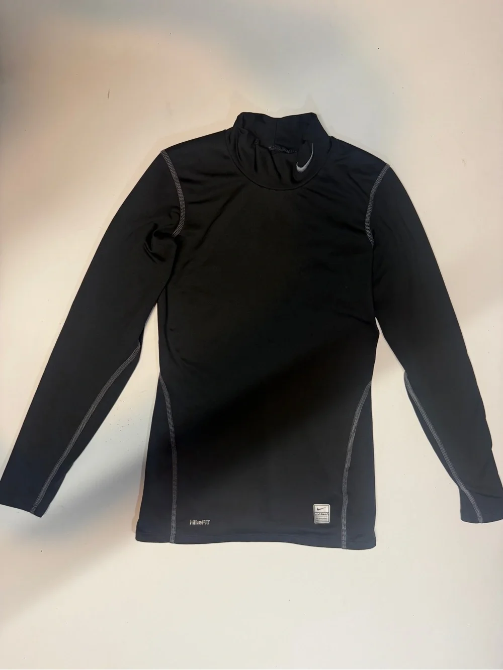 Nike Black Long Sleeve Performance Top with Gray Stitching